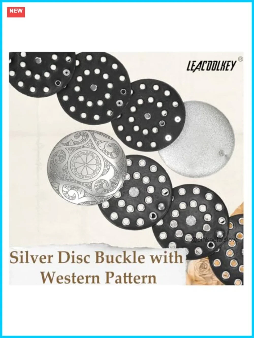 Faux Leather Western Disc Belt Wide Boho Cowgirl Belt